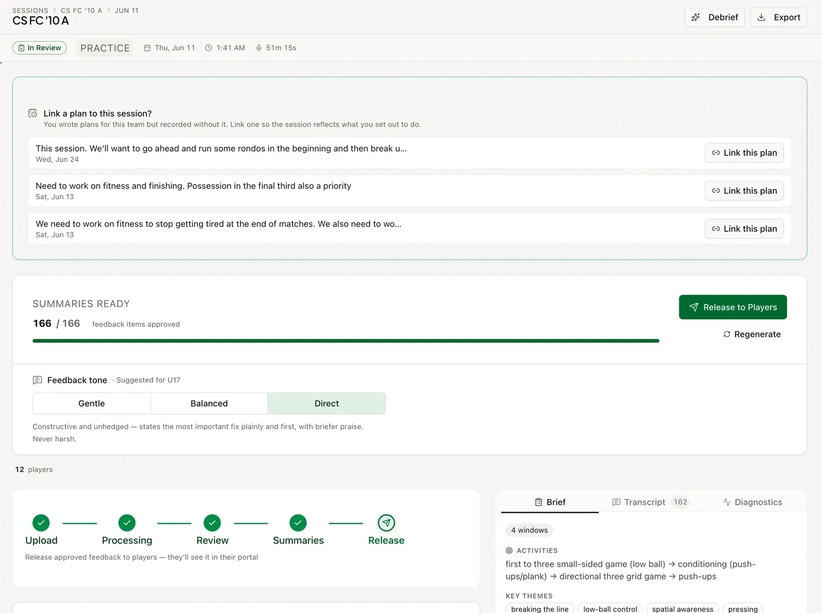 Coach review: approve every attributed item before release
